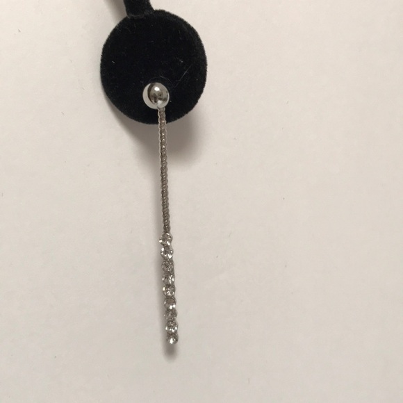 Silver drop earrings with rhinestone bling - Picture 3 of 3